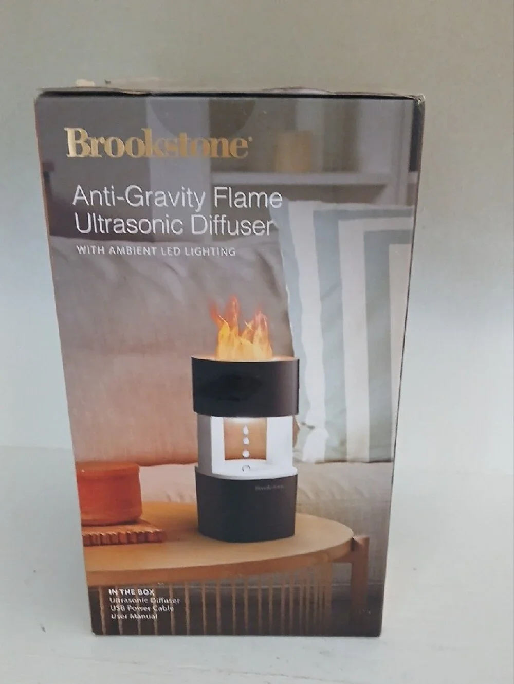 Brookstone Two-Tone Black and White Anti-Gravity Flame Diffuser